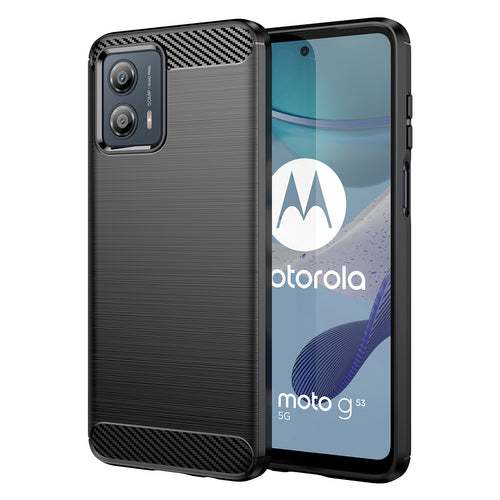 Carbon Case for Motorola Moto G53 flexible silicone carbon cover black