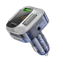 Заредете изображение във визуализатора на галерията – HOCO car charger Bravery PD30W QC3.0 + transmitter FM Bluetooth E75 dark blue

