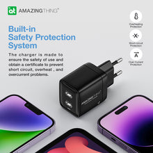 Заредете изображение във визуализатора на галерията – Amazing Thing Wall charger Speed Pro EUPD40WBK - 2xType C - PD 40W 3A black
