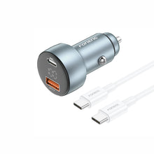 Заредете изображение във визуализатора на галерията – Foneng Car charger C18 - USB + Type C - PD 30W 3A with Type C to Type C cable grey
