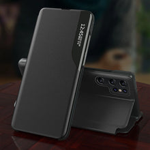 Заредете изображение във визуализатора на галерията – Eco Leather View Case for Samsung S24 Ultra with flap - black
