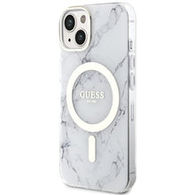 Заредете изображение във визуализатора на галерията – Original Case GUESS hardcase Marble MagSafe GUHMP14MPCUMAH for Iphone 14 Plus white
