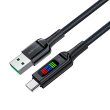 Заредете изображение във визуализатора на галерията – Acefast C7-04 USB-A USB-C 60W 1.2m cable with display - black
