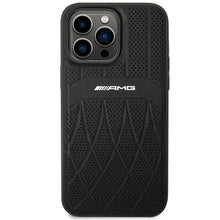 Заредете изображение във визуализатора на галерията – AMG AMHMP14XOSDBK iPhone 14 Pro Max 6.7" black/black hardcase Leather Curved Lines MagSafe
