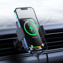 Заредете изображение във визуализатора на галерията – Baseus car holder with wireless charging automatic 15w halo black sudd000001

