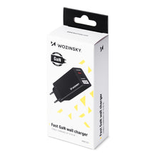 Заредете изображение във визуализатора на галерията – Wozinsky 65W GaN charger with USB ports, USB C supports QC 3.0 PD black (WWCG01)

