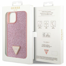Заредете изображение във визуализатора на галерията – Original Case GUESS Rhinestone Triangle hardcase GUHCP14MHDGTPP for Iphone 14 Plus pink
