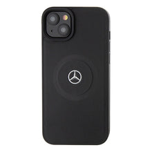 Заредете изображение във визуализатора на галерията – Original Case MERCEDES hardcase Crossed Lines Pattern Leather MagSafe MEHMP15S23RMMK for Iphone 15 Black

