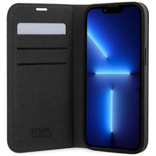 Заредете изображение във визуализатора на галерията – Karl Lagerfeld KLBKP14LSAKLHPG iPhone 14 Pro 6.1" bookcase silver/silver Saffiano Monogram
