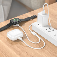 Заредете изображение във визуализатора на галерията – Borofone Wireless induction charger BQ22 2 in 1 for iWatch or phone white
