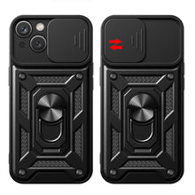 Заредете изображение във визуализатора на галерията – Hybrid Armor Camshield Case with Stand and Camera Cover for iPhone 15 Plus - Pink
