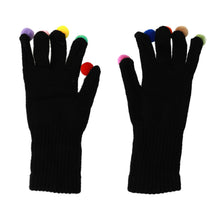Заредете изображение във визуализатора на галерията – Gloves for touch screens with pom poms BLACK
