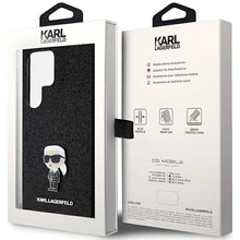 Заредете изображение във визуализатора на галерията – Karl Lagerfeld Fixed Glitter Ikonik Logo Metal Pin Case for Samsung Galaxy S24 Ultra - Black
