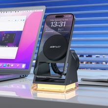 Заредете изображение във визуализатора на галерията – Acefast E17 MagSafe 3in1 inductive charger + USB-A USB-C cable - black
