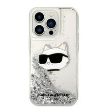 Заредете изображение във визуализатора на галерията – Karl Lagerfeld KLHCP14LLNHCCS iPhone 14 Pro 6.1" silver/silver hardcase Glitter Choupette Head
