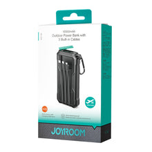 Заредете изображение във визуализатора на галерията – Powerbank 10000mAh Joyroom JR-L016 with built-in USB-C/micro USB/ Lightning cables - black
