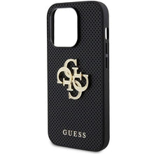 Заредете изображение във визуализатора на галерията – Guess Leather Perforated 4G Glitter Logo Case for iPhone 15 Pro Max - Black
