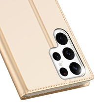 Заредете изображение във визуализатора на галерията – Dux Ducis Skin Pro Case For Samsung Galaxy S23 Ultra Flip Card Wallet Stand Gold
