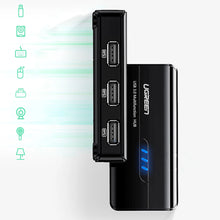 Заредете изображение във визуализатора на галерията – Ugreen 20264 RJ45 / USB-A 10/100Mbps HUB network adapter 3x USB-A 2.0 - black
