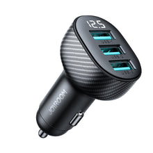 Заредете изображение във визуализатора на галерията – Joyroom JR-CCD03 3.4A car charger with 3x USB-A display - black
