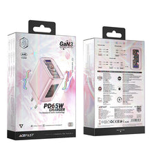 Заредете изображение във визуализатора на галерията – Acefast charger GaN 65W 3 ports (1xUSB, 2xUSB C) pink (A45)
