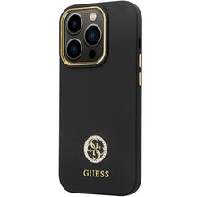 Заредете изображение във визуализатора на галерията – Guess GUHCP14LM4DGPK case for iPhone 14 Pro - black Silicone Logo Strass 4G
