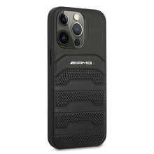 Заредете изображение във визуализатора на галерията – AMG AMHCP13XGSEBK iPhone 13 Pro Max 6,7" czarny/black hardcase Leather Debossed Lines
