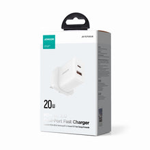 Заредете изображение във визуализатора на галерията – UK Joyrooom FlashSeries JR-TCF05 20W USB-A USB-C charger - white
