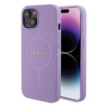 Заредете изображение във визуализатора на галерията – Guess GUHMP15SPSAHMCU iPhone 15 6.1" purple/purple hardcase Saffiano MagSafe
