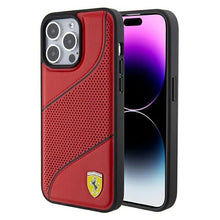 Заредете изображение във визуализатора на галерията – Ferrari Perforated Waves Metal Logo case for iPhone 15 Pro - red
