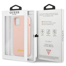 Заредете изображение във визуализатора на галерията – Guess GUHCP13MLSLMGLP iPhone 13 6.1" light pink/light pink hardcase Silicone Script Gold Logo
