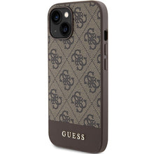 Заредете изображение във визуализатора на галерията – Original Case GUESS hardcase 4G Stripe Collection GUHCP15SG4GLBR for Iphone 13/14/15 brown
