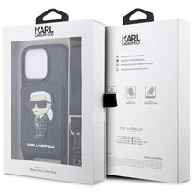 Заредете изображение във визуализатора на галерията – Karl Lagerfeld KLHCP14LCSAKHPKK iPhone 14 Pro 6.1" hardcase black/black Crossbody Saffiano Monogram Ikonik
