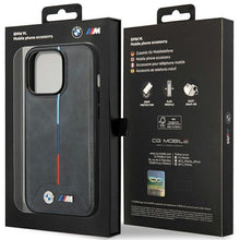 Заредете изображение във визуализатора на галерията – Case BMW BMHCP14L22PVTA iPhone 14 Pro 6.1" Grey/Grey Quilted Tricolor
