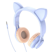 Заредете изображение във визуализатора на галерията – HOCO słuchawki nagłowne z mikrofonem W36 Cat Ear niebieskie
