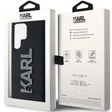 Заредете изображение във визуализатора на галерията – Karl Lagerfeld 3D Rubber Glitter Logo case for Samsung Galaxy S23 Ultra - black
