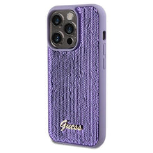 Заредете изображение във визуализатора на галерията – Guess Sequin Script Metal case for iPhone 14 Pro Max - purple
