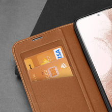 Заредете изображение във визуализатора на галерията – Dux Ducis Skin X2 case Samsung Galaxy S23 flip case wallet stand brown
