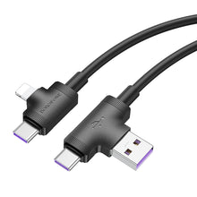 Заредете изображение във визуализатора на галерията – Borofone Cable BX73 4 in 1 - USB + Type C to Type C + Lightning - 5A 1 metre black
