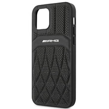Заредете изображение във визуализатора на галерията – AMG AMHCP12MOSDBK iPhone 12/12 Pro 6,1" czarny/black hardcase Leather Curved Lines
