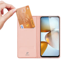 Заредете изображение във визуализатора на галерията – Dux Ducis Skin Pro Case For Xiaomi Redmi Note 11E /Redmi 10 5G / Redmi 10 Prime+ 5G / Poco M4 5G Cover Flip Card Wallet Stand Pink
