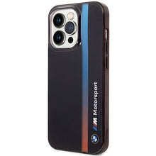 Заредете изображение във визуализатора на галерията – Case BMW BMHCP14X22HVGV iPhone 14 Pro Max 6.7" black/black IML Tricolor Stripe
