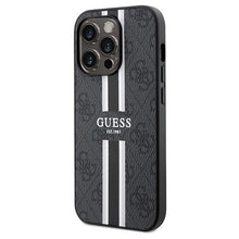 Заредете изображение във визуализатора на галерията – Guess 4G Printed Stripes MagSafe case for iPhone 15 Pro Max - black
