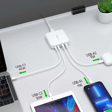 Заредете изображение във визуализатора на галерията – Choetech PD8008 100W GaN fast charger 2x USB-A / 2x USB-C - white
