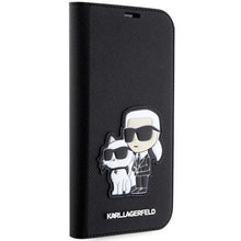 Заредете изображение във визуализатора на галерията – Karl Lagerfeld KLBKP14XSANKCPK iPhone 14 Pro Max 6.7" bookcase black/black Saffiano Karl &amp; Choupette
