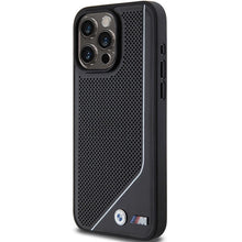 Заредете изображение във визуализатора на галерията – BMW Perforated Twisted Line MagSafe case for iPhone 15 Pro - black

