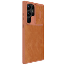 Заредете изображение във визуализатора на галерията – Nillkin Qin Leather Pro Case for Samsung Galaxy S23 Ultra Cover with Flip Camera Cover Brown
