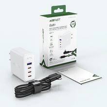 Заредете изображение във визуализатора на галерията – Acefast fast charger GaN 3xUSB-C/1xUSB-A 100W white + angled cable USB-C - USB-C 100W 2m white
