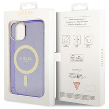 Заредете изображение във визуализатора на галерията – Guess GUHMP14MHCMCGU iPhone 14 Plus 6.7" purple/purple hardcase Glitter Gold MagSafe
