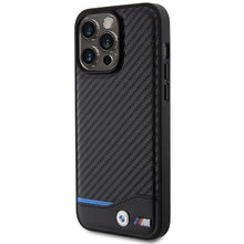 Заредете изображение във визуализатора на галерията – Original Case BMW Leather Carbon BMHCP15X22NBCK for Iphone 15 Pro Max Black
